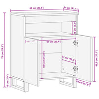 Credenza Marrone 60x34x75 cm in Legno Massello di Mango 377561