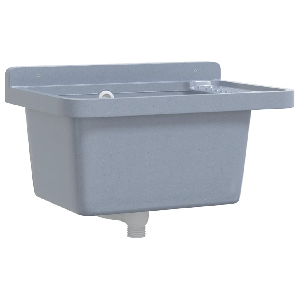 Lavabo a Parete Grigio 50x35x24 cm in Resina 4002797