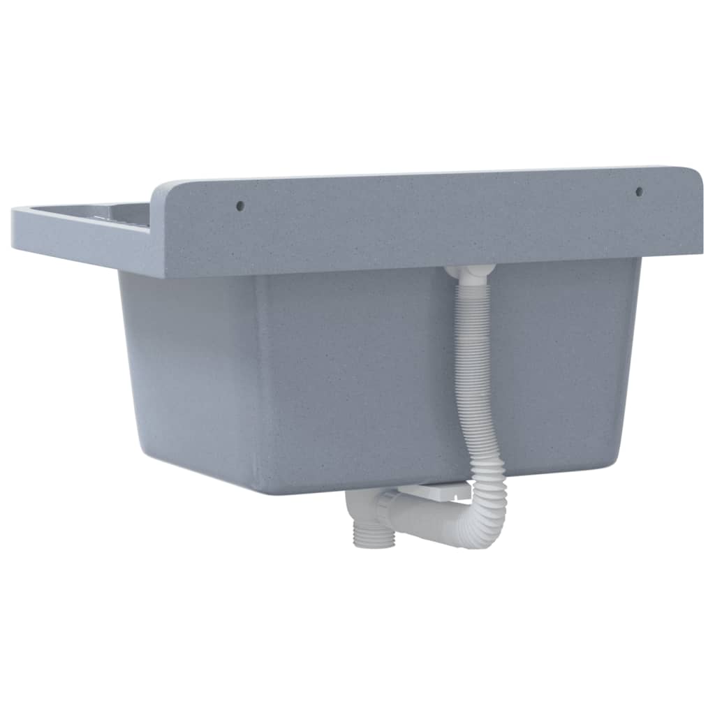 Lavabo a Parete Grigio 50x35x24 cm in Resina 4002797