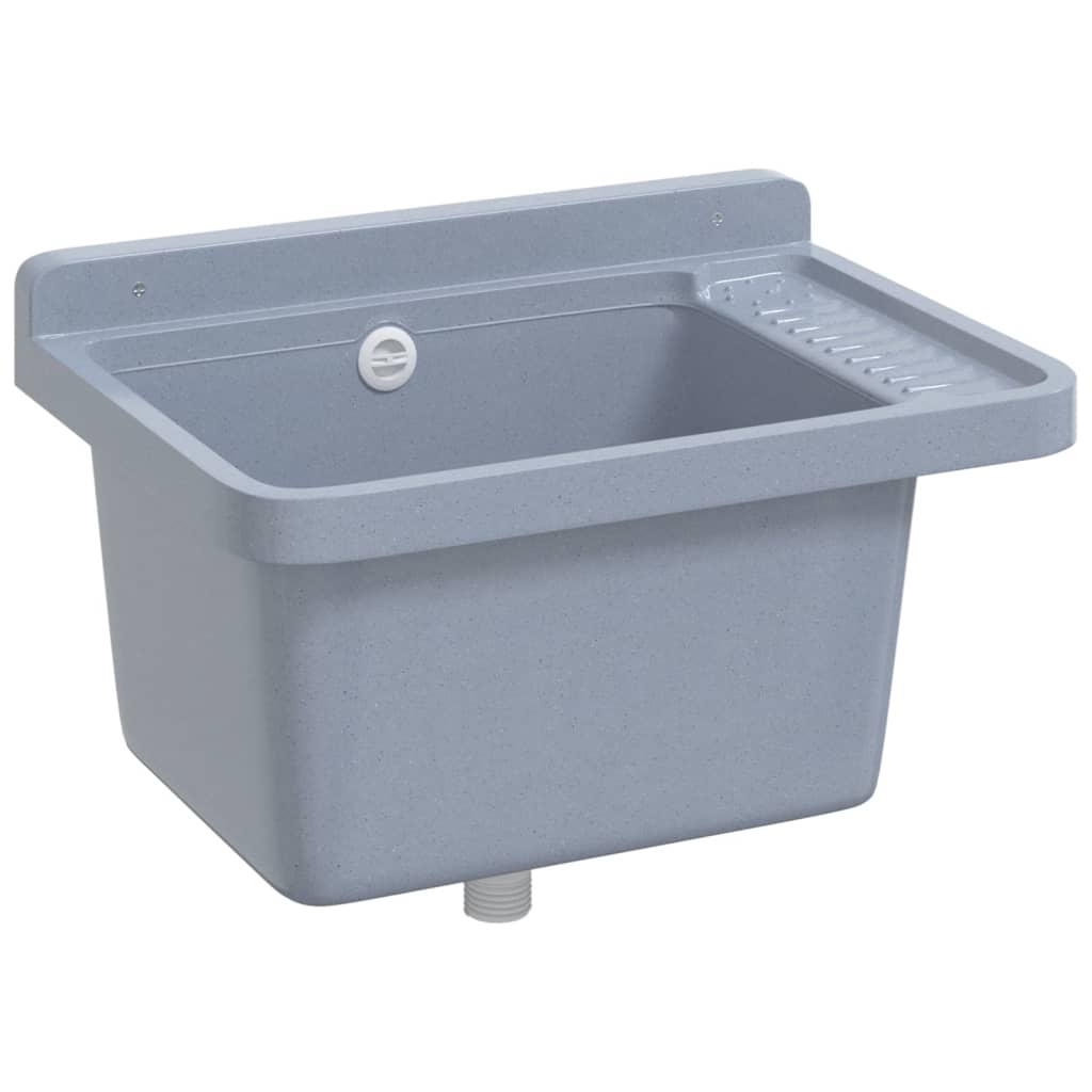 Lavabo a Parete Grigio 50x35x24 cm in Resina 4002797