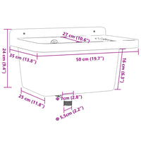 Lavabo a Parete Grigio 50x35x24 cm in Resina 4002797