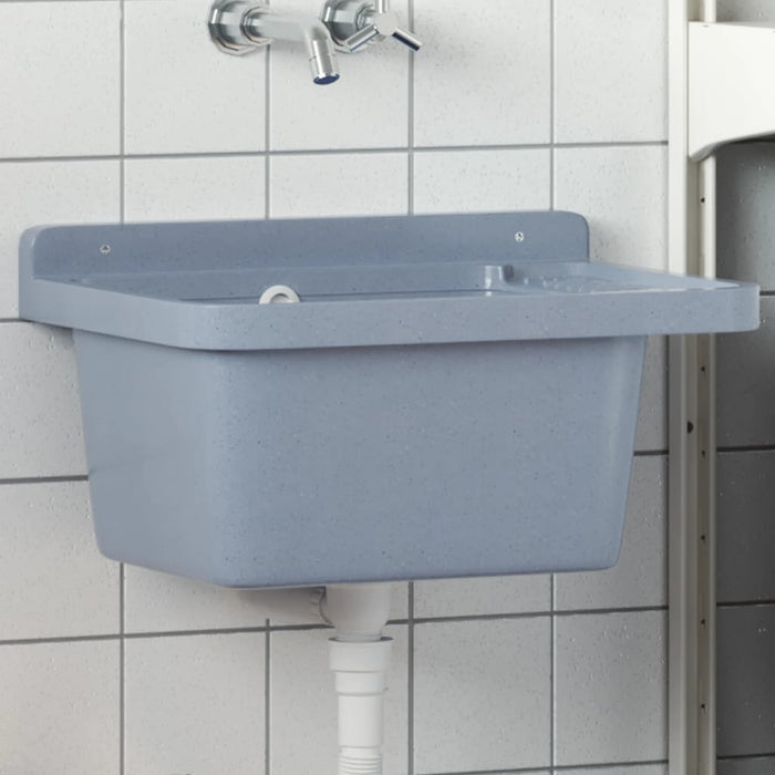 Lavabo a Parete Grigio 50x35x24 cm in Resina 4002797