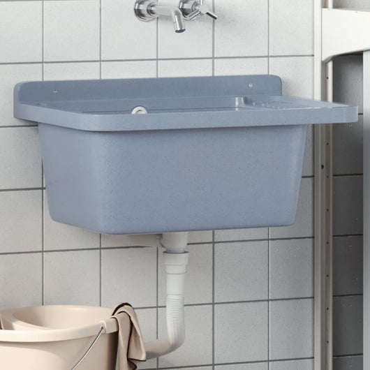 Lavabo a Parete Grigio 60x40x28 cm in Resina 4002798