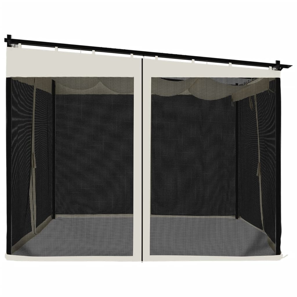 Gazebo con Pareti in Rete Crema 3x3 m in Acciaio 4003908