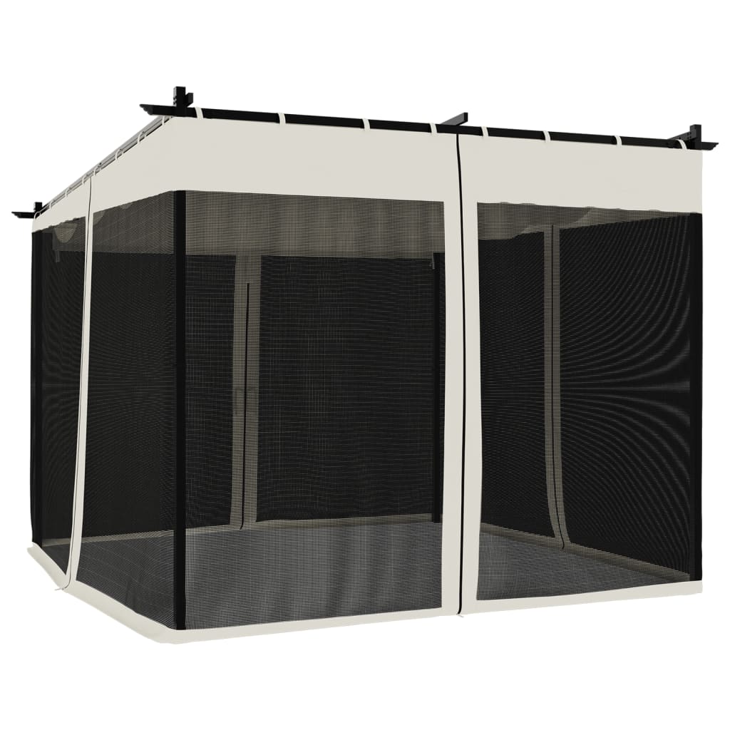 Gazebo con Pareti in Rete Crema 3x3 m in Acciaio 4003908