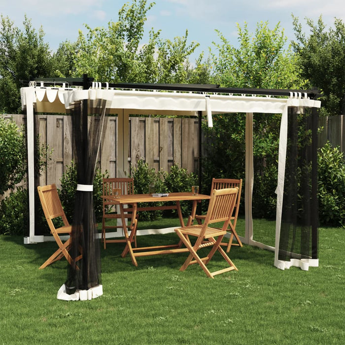 Gazebo con Pareti in Rete Crema 3x3 m in Acciaio 4003908