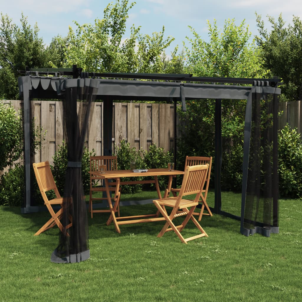 Gazebo con Pareti in Rete Antracite 3x3 m in Acciaio 4003909