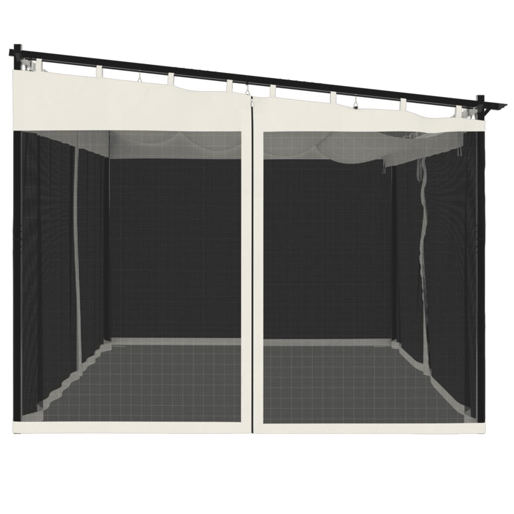 Gazebo con Pareti in Rete Crema 4x3 m in Acciaio 4003911