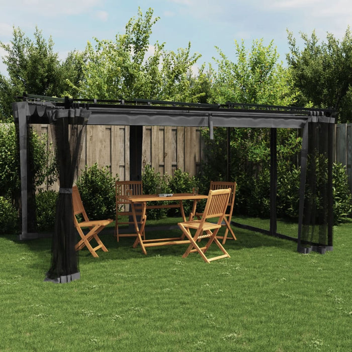 Gazebo con Pareti in Rete Antracite 4x3 m in Acciaio 4003912