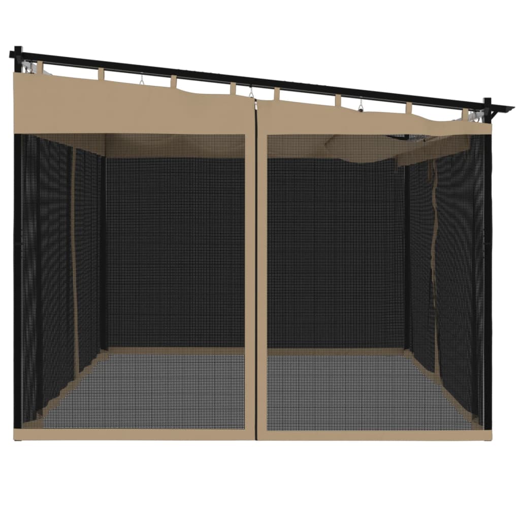 Gazebo con Pareti in Rete Tortora 4x3 m in Acciaio 4003913