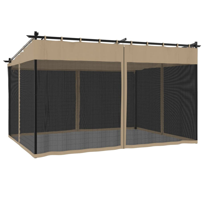 Gazebo con Pareti in Rete Tortora 4x3 m in Acciaio 4003913