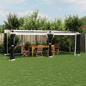 Gazebo con Pareti in Rete Crema 6x3 m in Acciaio 4003914