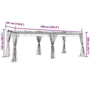 Gazebo con Pareti in Rete Antracite 6x3 m in Acciaio 4003915