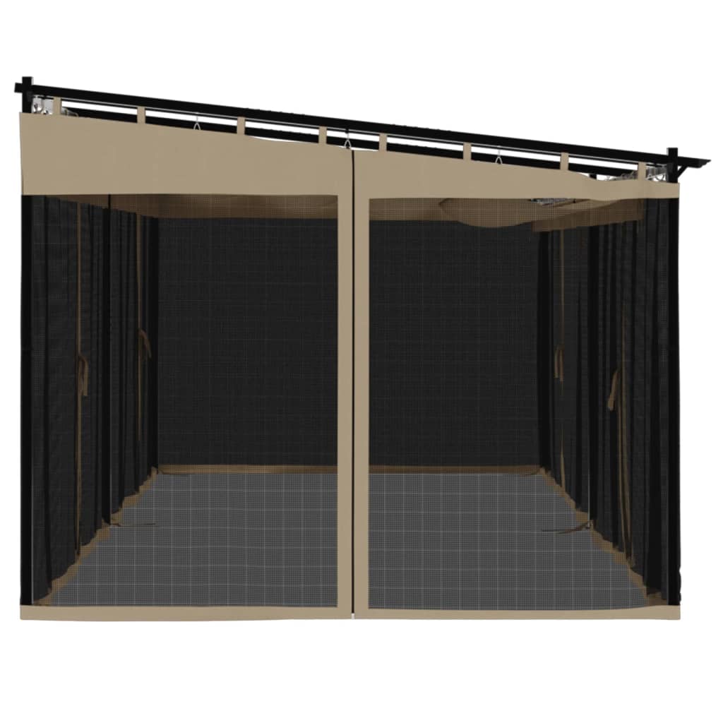 Gazebo con Pareti in Rete Tortora 6x3 m in Acciaio 4003916