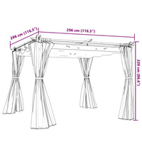 Gazebo con Tende Crema 3x3 m in Acciaio 4003917