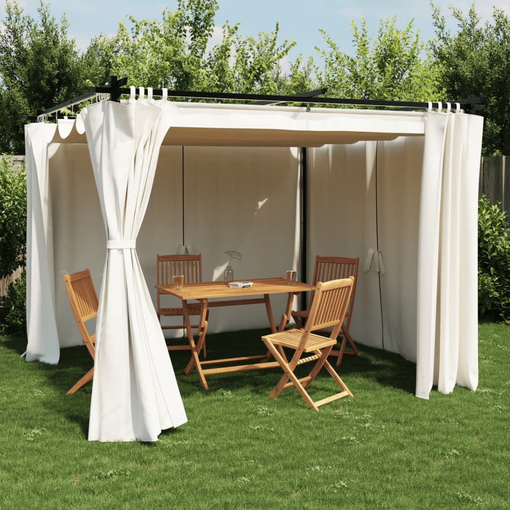 Gazebo con Tende Crema 3x3 m in Acciaio 4003917