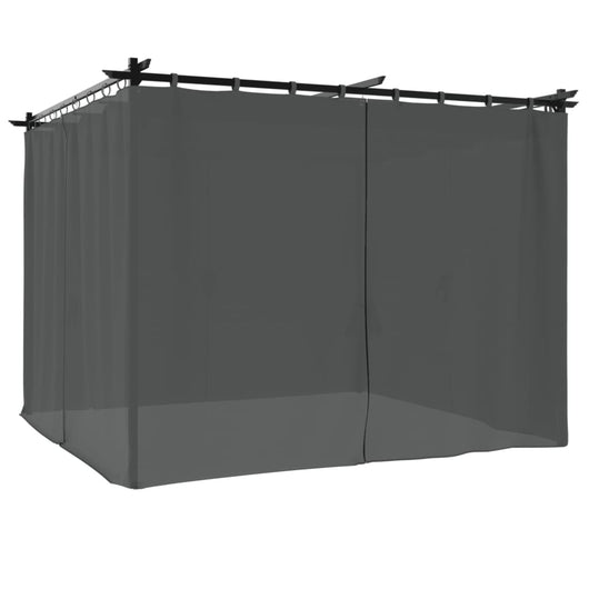 Gazebo con Tende Antracite 3x3 m in Acciaio 4003918