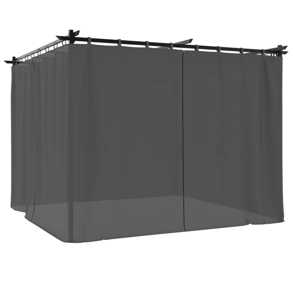 Gazebo con Tende Antracite 3x3 m in Acciaio 4003918