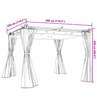 Gazebo con Tende Antracite 3x3 m in Acciaio 4003918