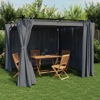 Gazebo con Tende Antracite 3x3 m in Acciaio 4003918