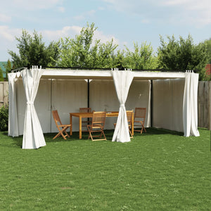 Gazebo con Tende Crema 6x3 m in Acciaio 4003920