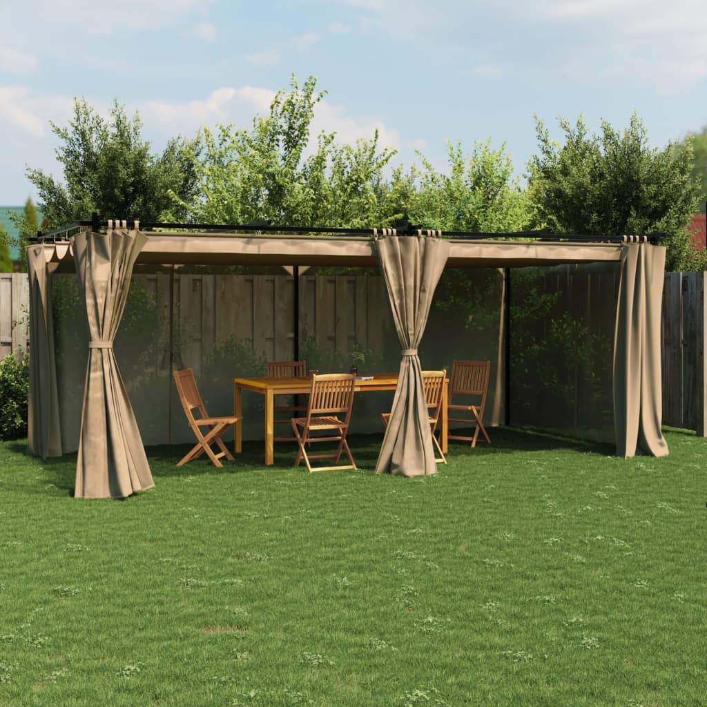 Gazebo con Tende Tortora 6x3 m in Acciaio 4003922