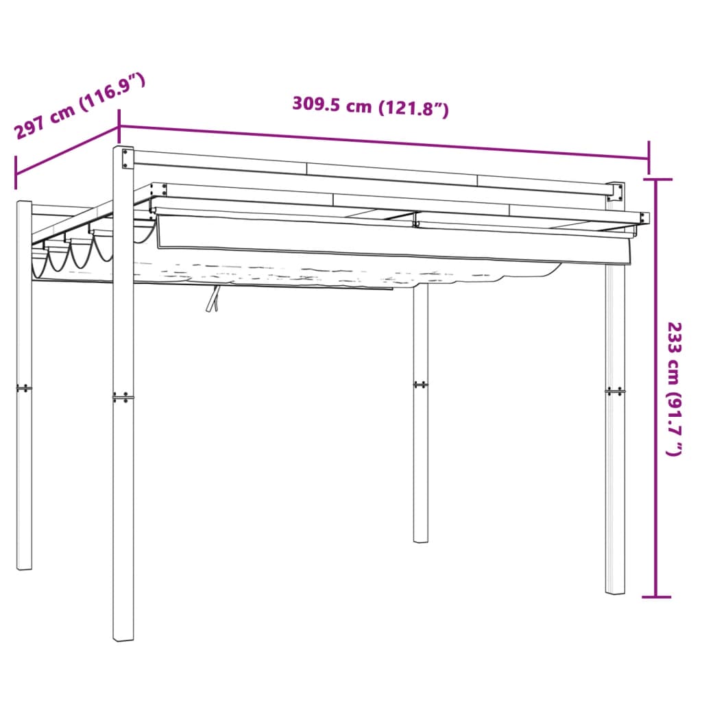 Gazebo da Giardino con Tetto Retrattile Crema 3x3m in Alluminio 4003968