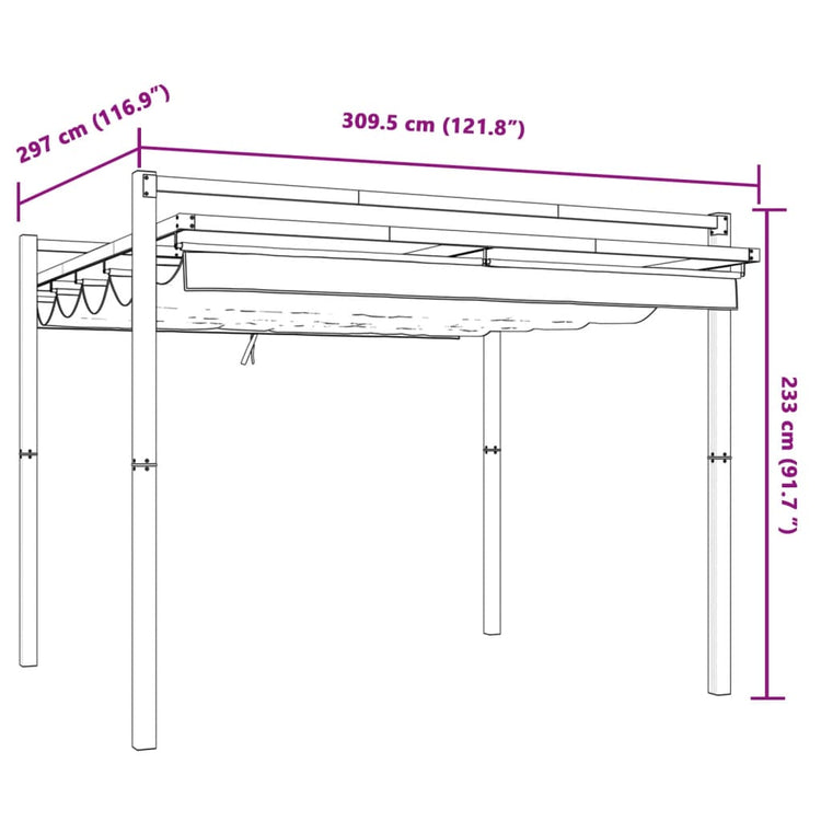 Gazebo da Giardino con Tetto Retrattile Crema 3x3m in Alluminio 4003968