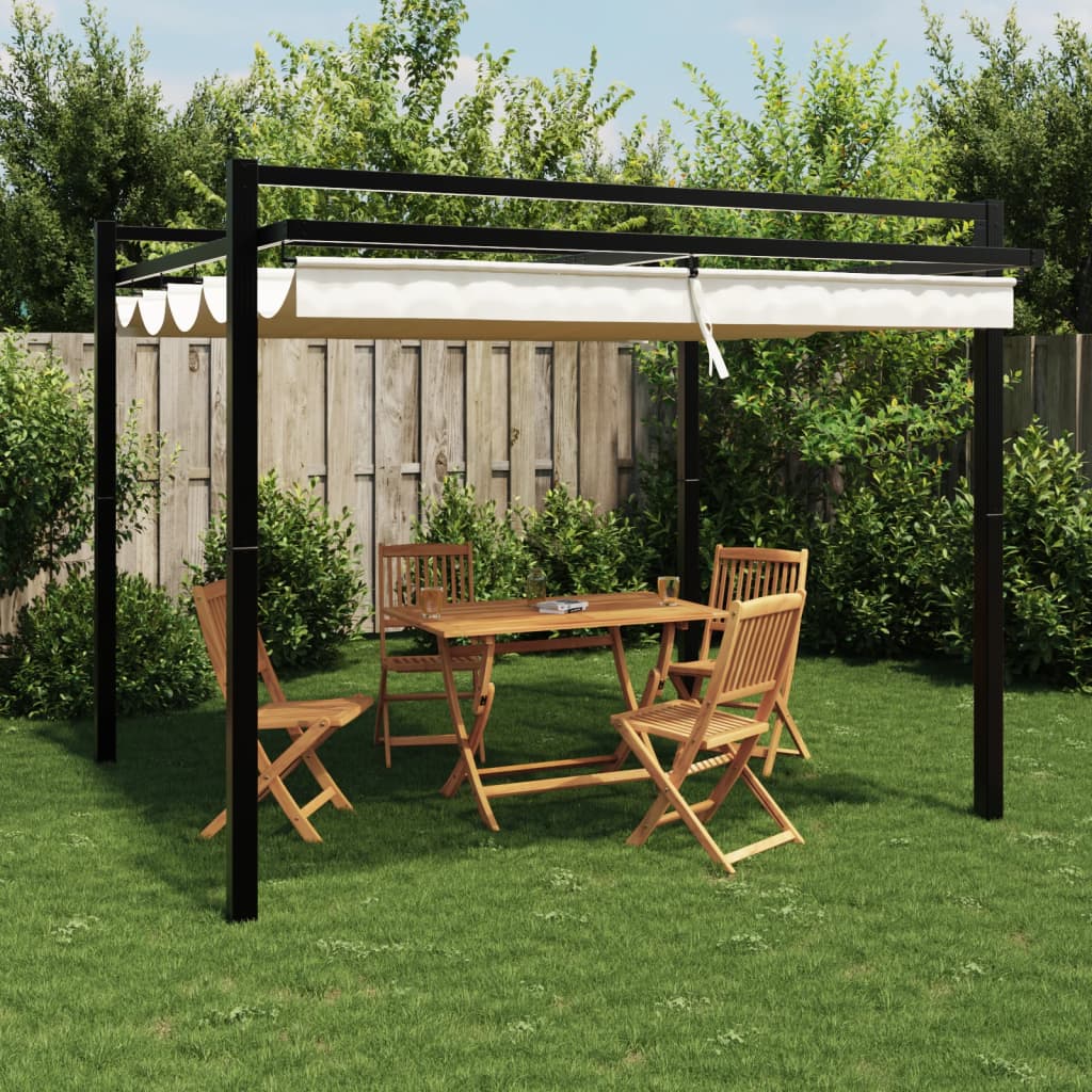 Gazebo da Giardino con Tetto Retrattile Crema 3x3m in Alluminio 4003968