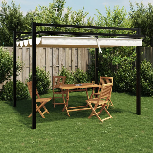 Gazebo da Giardino con Tetto Retrattile Crema 3x3m in Alluminio 4003968