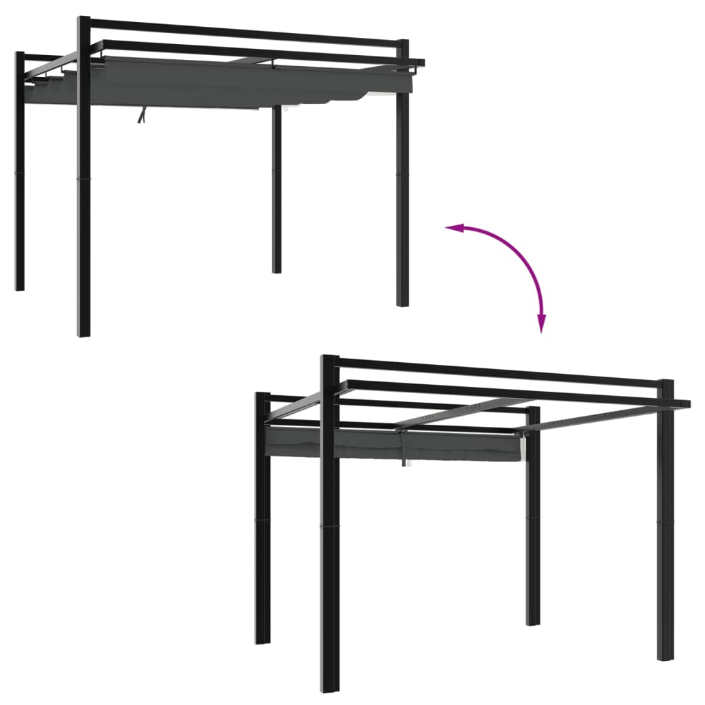 Gazebo Giardino con Tetto Retrattile Antracite 3x3 m Alluminio 4003969