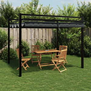 Gazebo Giardino con Tetto Retrattile Antracite 3x3 m Alluminio 4003969