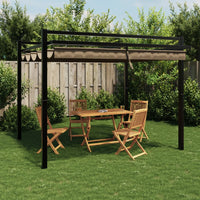 Gazebo da Giardino con Tetto Retrattile Tortora 3x3 m Alluminio 4003970