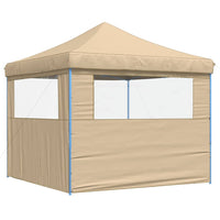 Tendone per Feste Pieghevole Pop-Up con 2 Pareti Beige 4004921