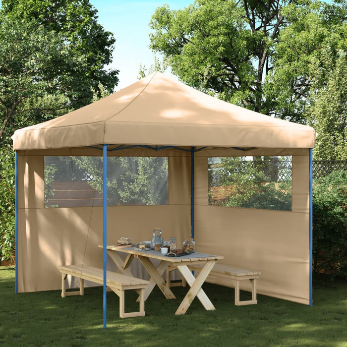 Tendone per Feste Pieghevole Pop-Up con 2 Pareti Beige 4004921