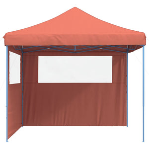 Tendone per Feste Pieghevole Pop-Up con 2 Pareti Terracotta 4004926