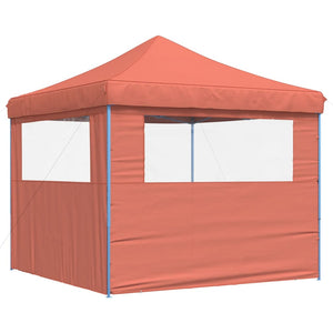 Tendone per Feste Pieghevole Pop-Up con 2 Pareti Terracotta 4004926