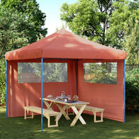 Tendone per Feste Pieghevole Pop-Up con 2 Pareti Terracotta 4004926