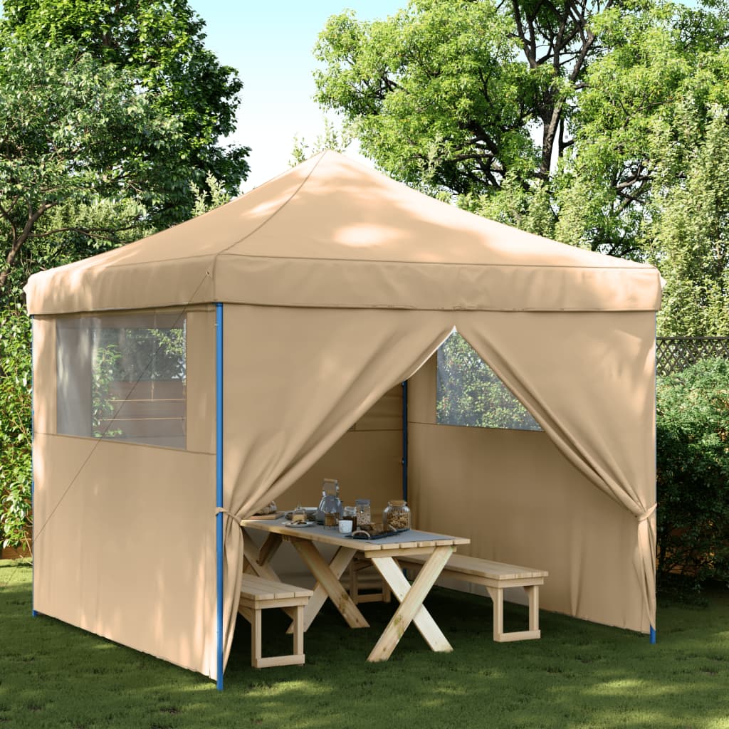 Tendone per Feste Pieghevole Pop-Up con 4 Pareti Beige 4004928