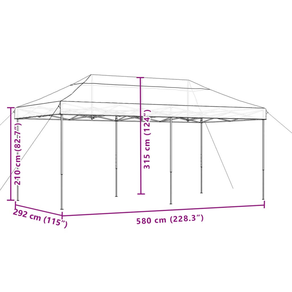 Tenda da Festa Pieghevole Pop-Up Tortora 580x292x315 cm 4004940