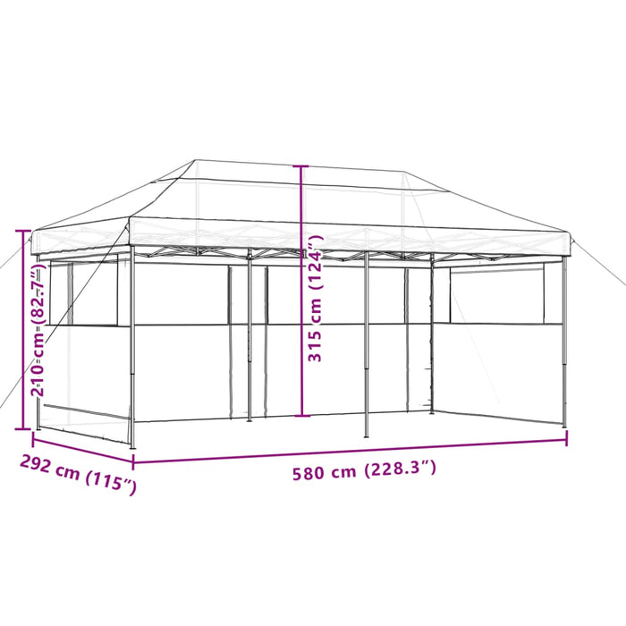 Tendone per Feste Pieghevole Pop-Up con 3 Pareti Terracotta 4004949