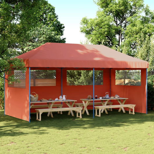 Tendone per Feste Pieghevole Pop-Up con 3 Pareti Terracotta 4004949