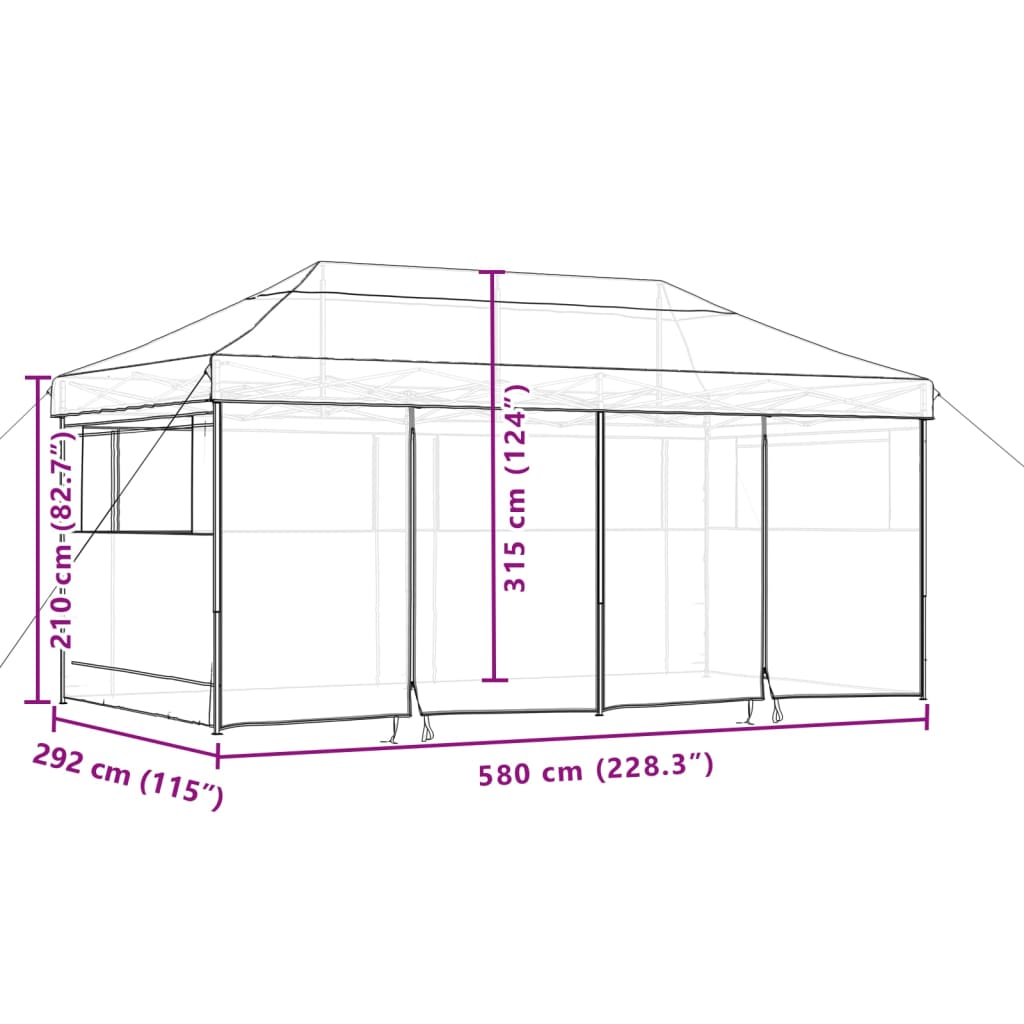 Tendone per Feste Pieghevole Pop-Up con 4 Pareti Beige 4004951