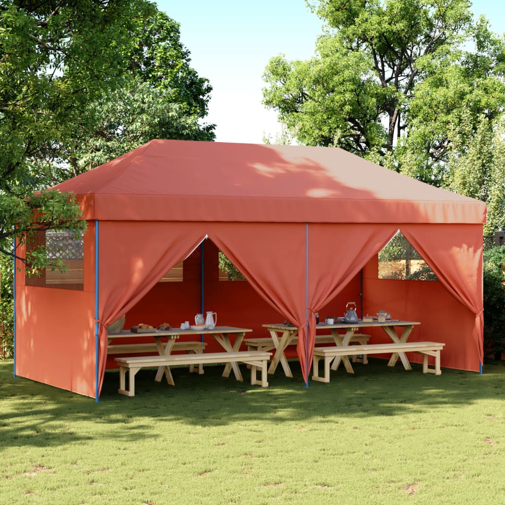 Tendone per Feste Pieghevole Pop-Up con 4 Pareti Terracotta 4004957