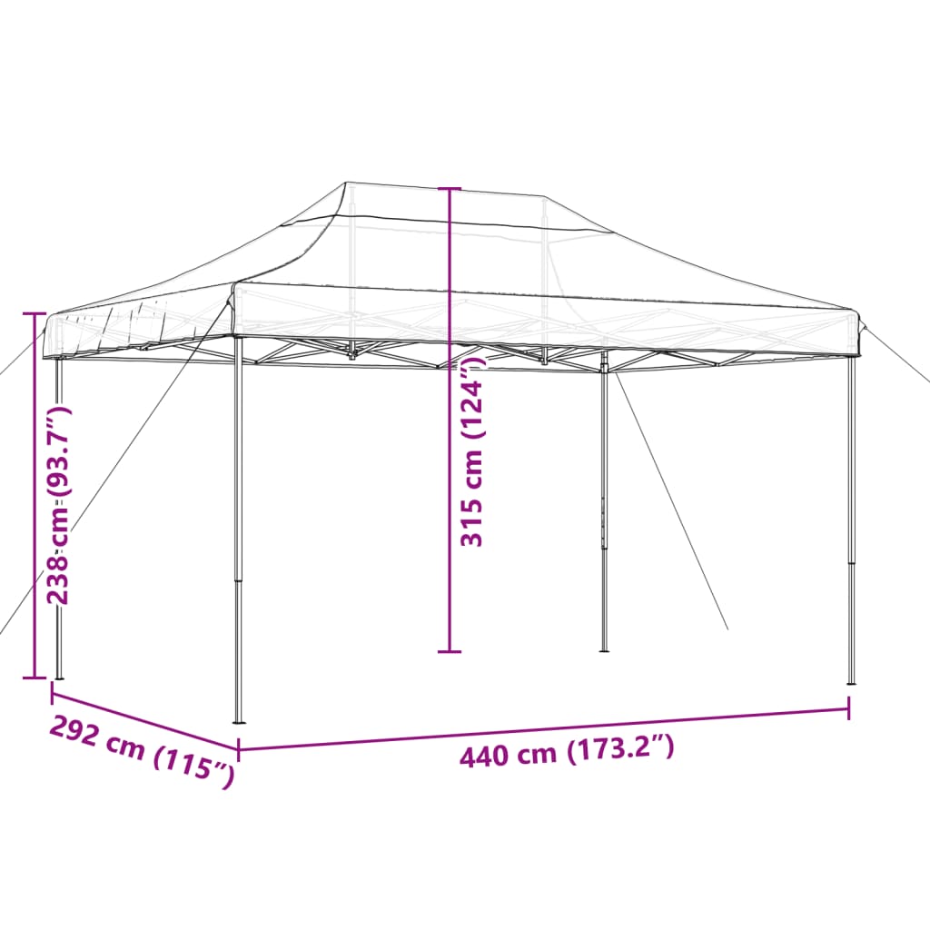 Tenda da Festa Pieghevole Pop-Up Nero 292x292x315 cm 4004966