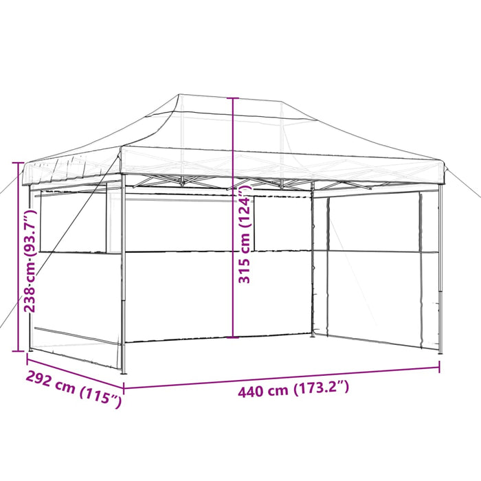 Tendone per Feste Pieghevole Pop-Up con 3 Pareti Verde 4004968