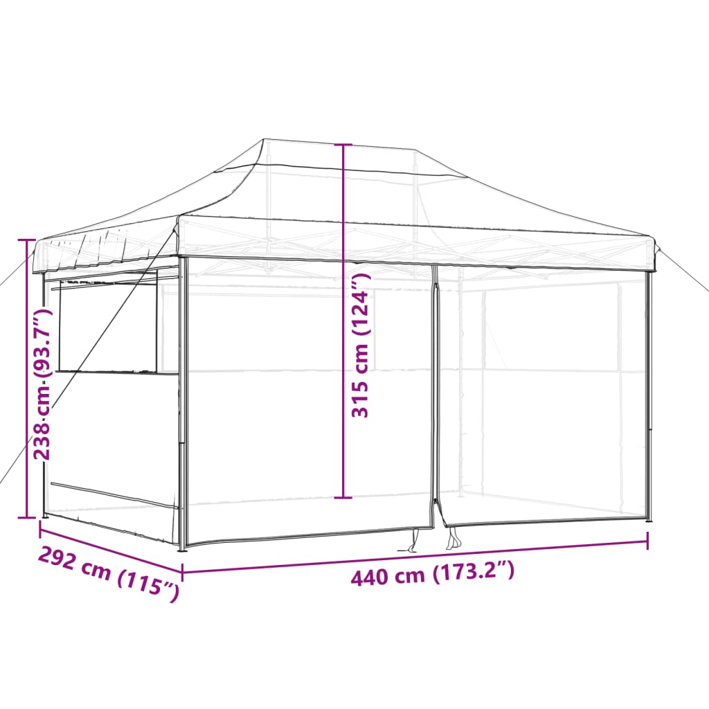 Tendone per Feste Pieghevole Pop-Up con 4 Pareti Verde 4004976