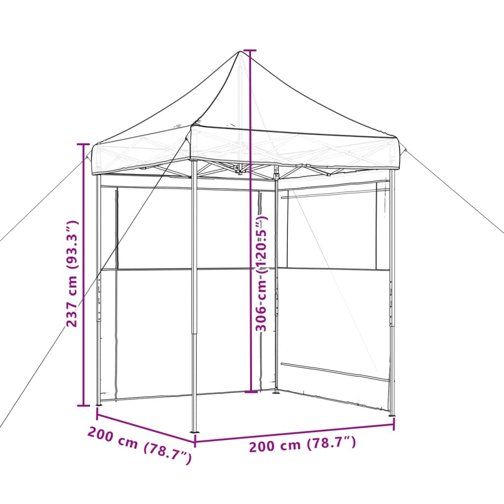 Tendone per Feste Pieghevole Pop-Up con 2 Pareti Bordò 4004995