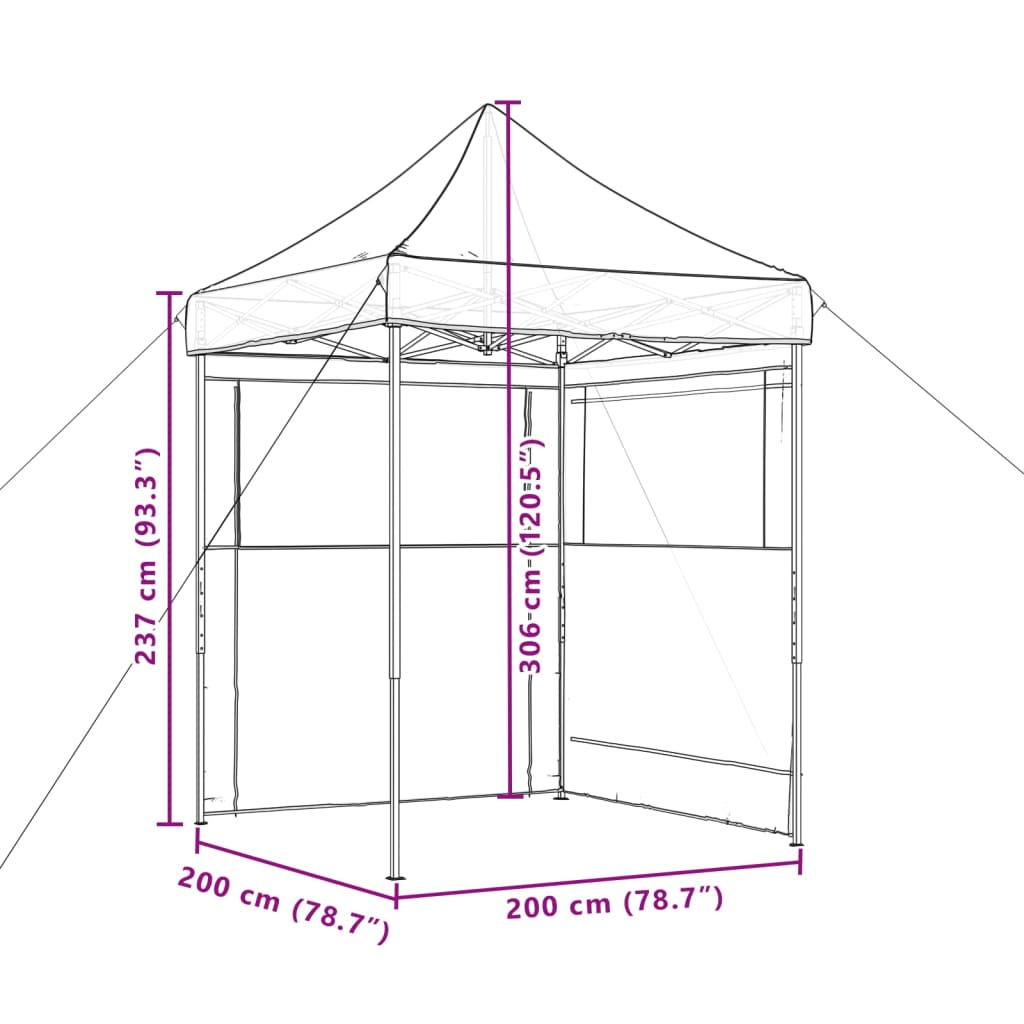 Tendone per Feste Pieghevole Pop-Up con 2 Pareti Nero 4004998