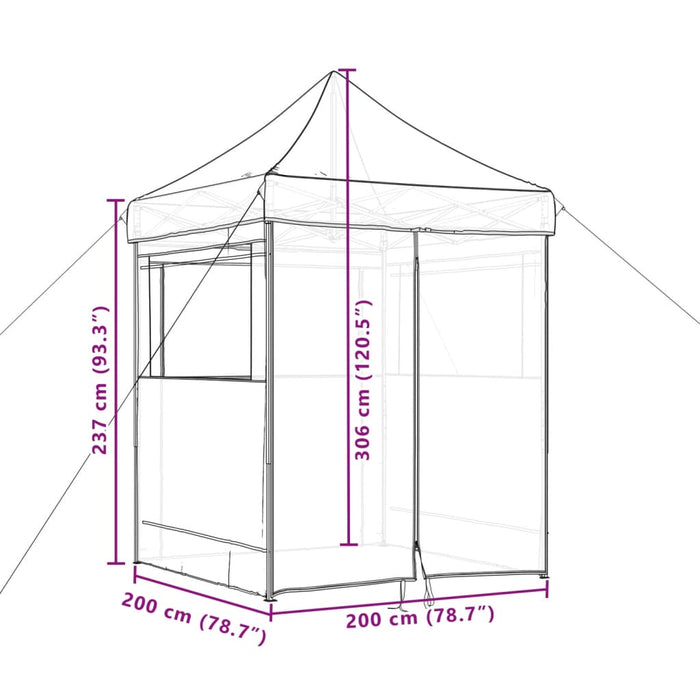 Tendone per Feste Pieghevole Pop-Up con 4 Pareti Beige 4004999